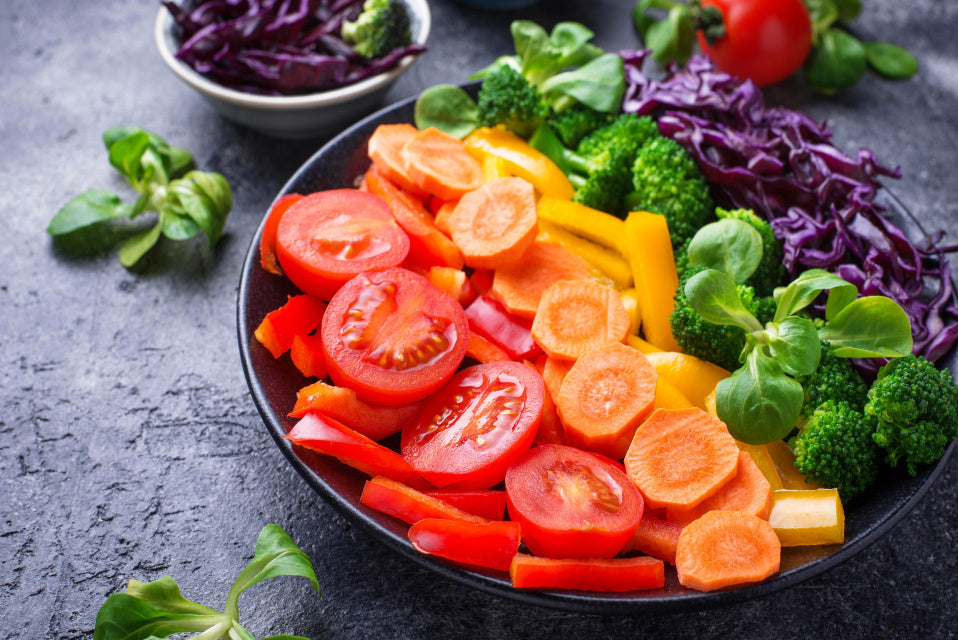 Bowl of fresh vegetables of different colors